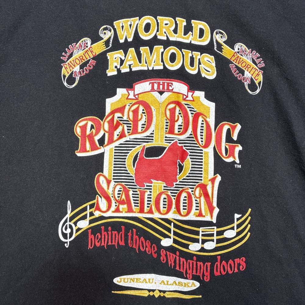 VTG Red Dog Saloon T-Shirt Mens Large Black‎ Juneau Alaska Souvenir Graphic Tee